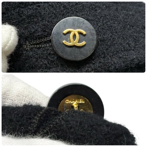 CHANEL Vintage 95A CC Mark Logo Jacket #38 Mohair Wool Black Gold [106212] - Picture 11 of 12